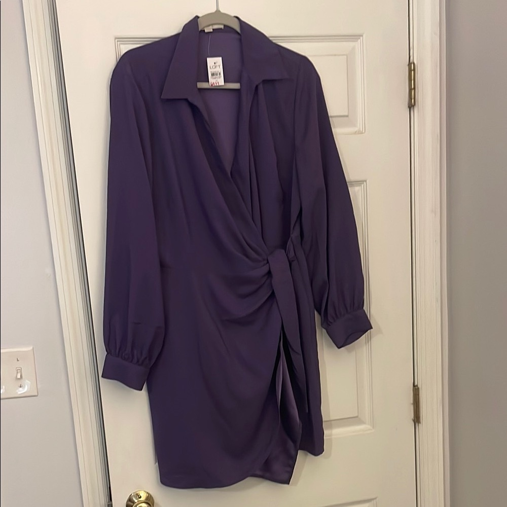 14 LOFT Mini Purple Wrap Dress